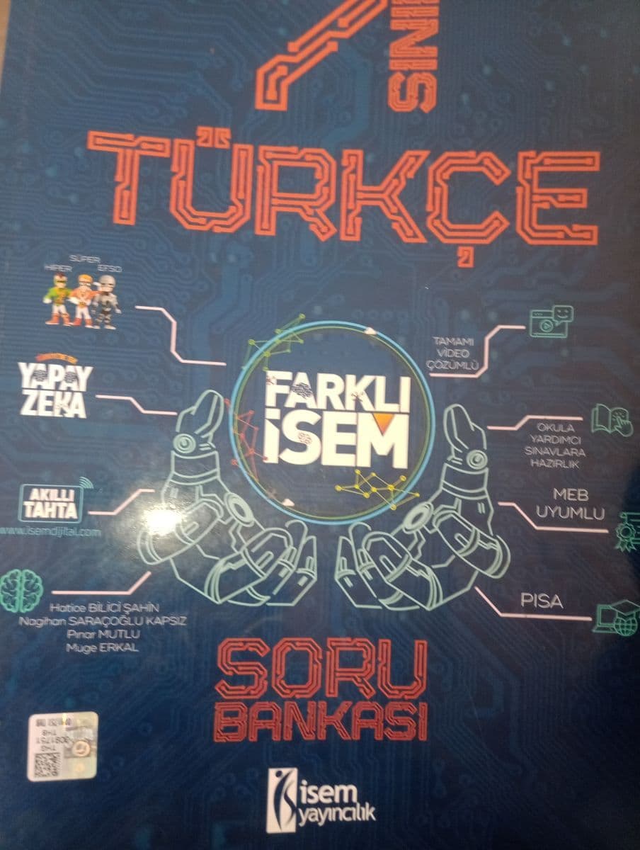 7 sınıf Türkçe isem soru bankası - Hatice bilici şahin ikinci el kitap