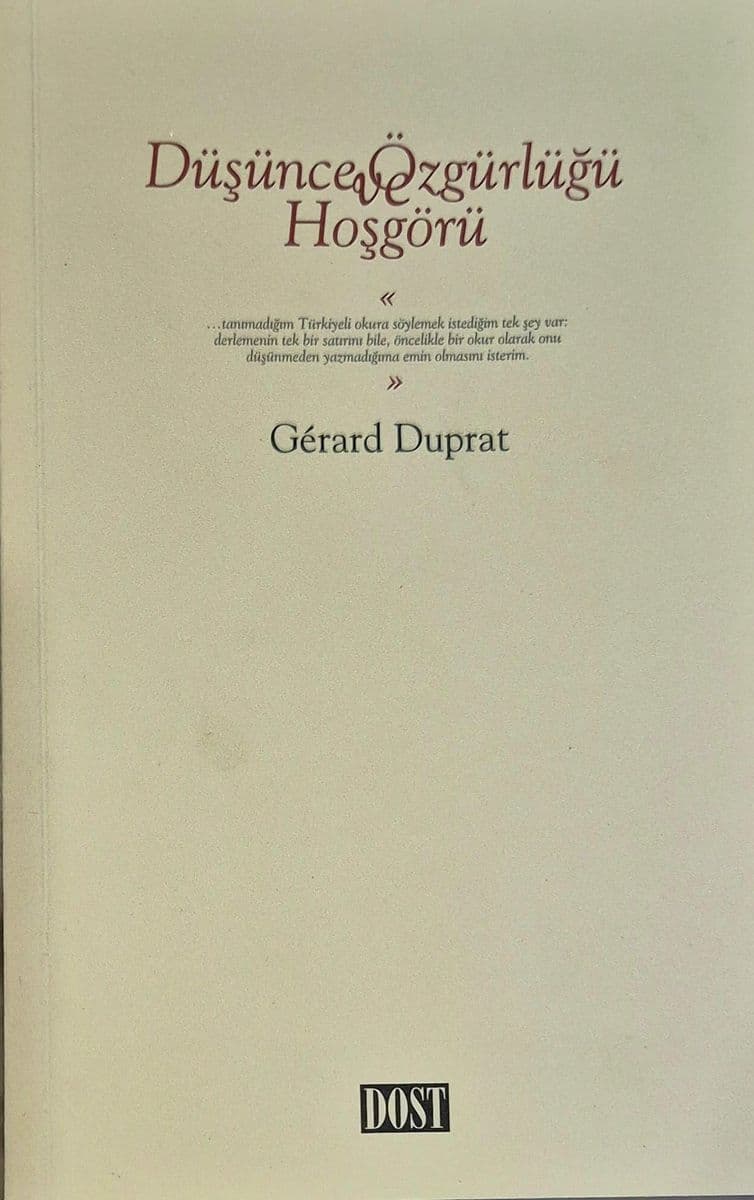 Düşünce Özgürlüğü ve Hoşgörü - Gerard Duprat ikinci el kitap